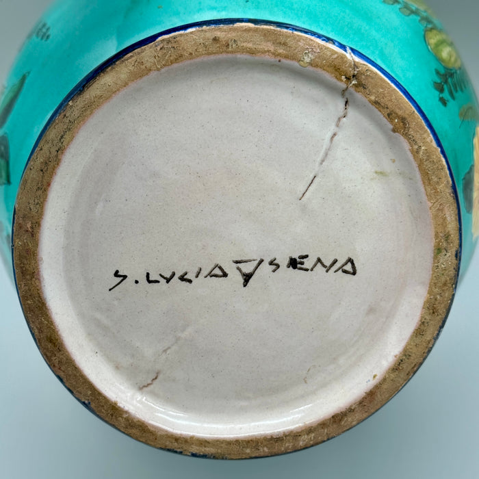 Vaso anfora decori floreali ceramica Santa Lucia Dino Rofi Siena 1960 ca