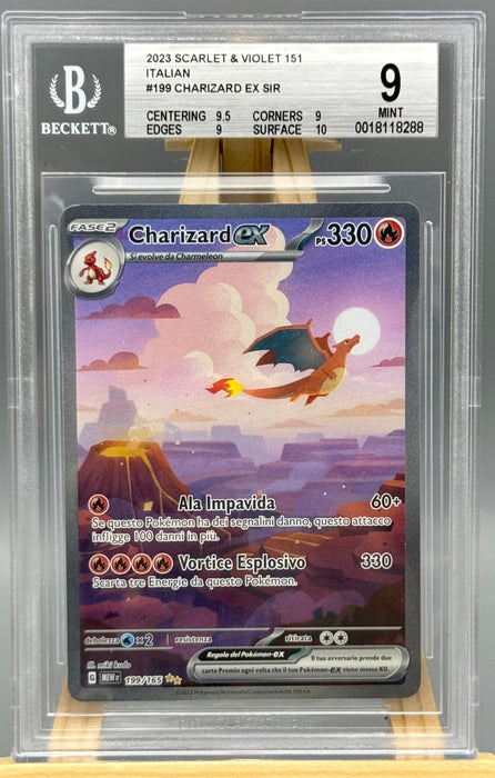 BGS 9 Charizard ex 199/165 Pokemon Card Ita gradata Beckett