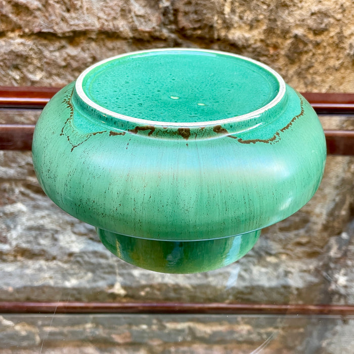 Vaso piccolo gres verde design ceramica Colli Sesto Fiorentino 1980 ca