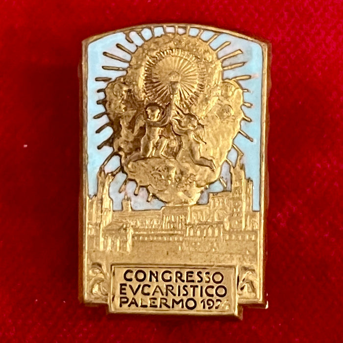 Distintivo Congresso Eucaristico Palermo smaltato Johnson 1926
