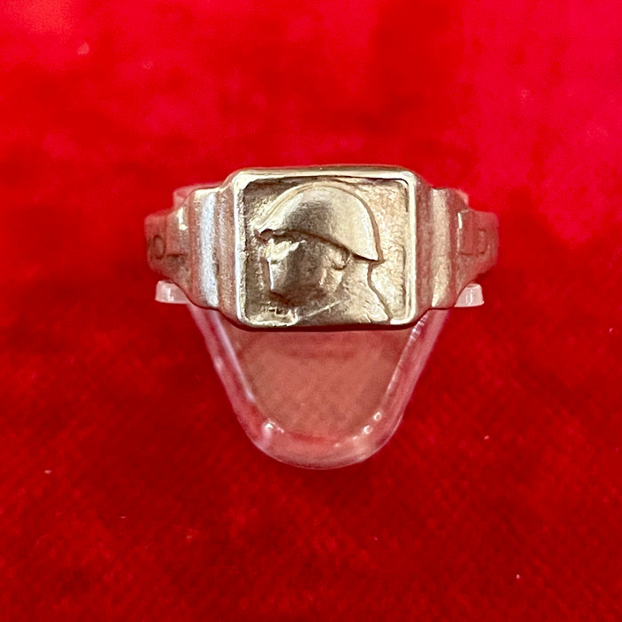 Anello Tireremo Diritto Mussolini Duce argento 1930 ca