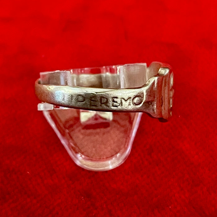 Anello Tireremo Diritto Mussolini Duce argento 1930 ca