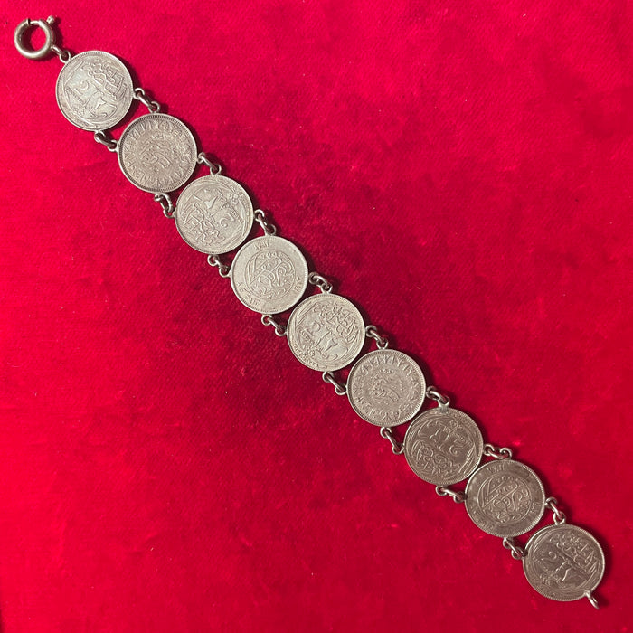Bracciale con 9 monete Piastre in argento Egitto 1920 ca