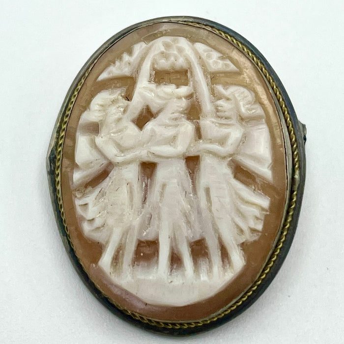 Cammeo tre grazie in montatura spilla Italia 1920 ca