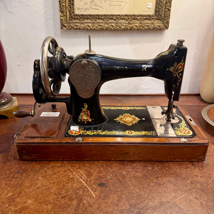 Singer macchina da cucire a manovella seriale F779619 funzionante con base 1910
