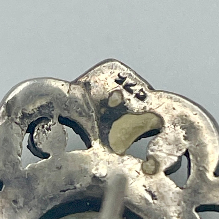 Orecchini floreali argento e onice Italia 1950 ca