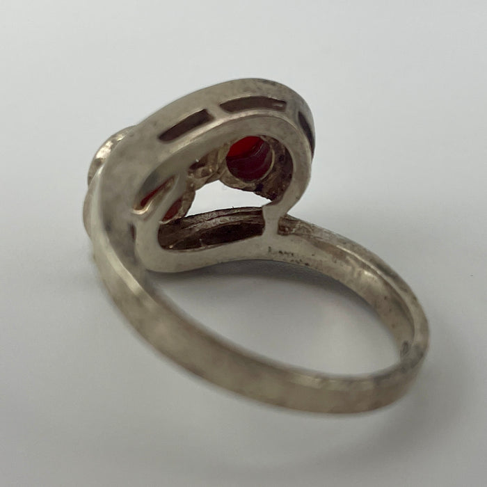 Anello contrariè corallo argento 925 Italia 1970 ca