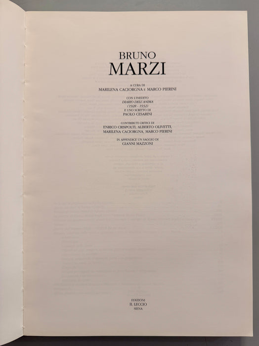 Libro “Bruno Marzi - artisti a Siena nell'Ottocento e nel Novecento” Il Leccio 1995