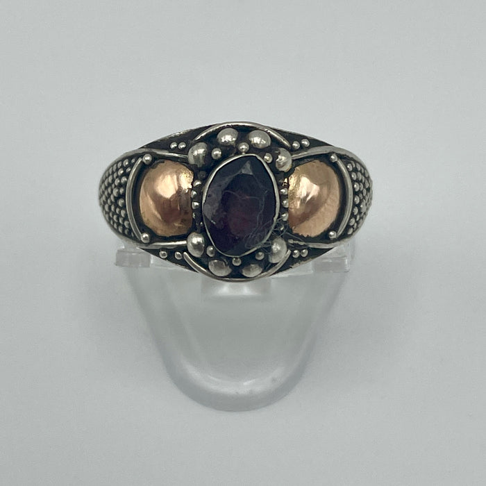 Anello pietra viola argento 925 Italia 1950 ca