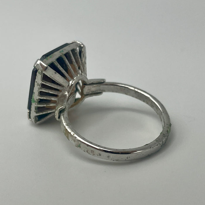 Anello topazio arancione argentato Italia 1960 ca