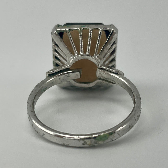 Anello topazio arancione argentato Italia 1960 ca