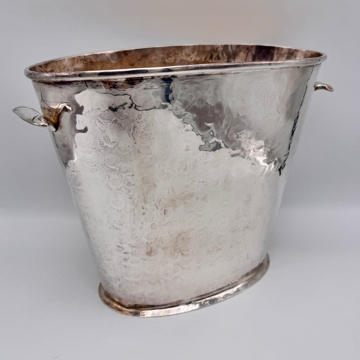 G. Cassetti grande glacette ghiacciaia martellata Silver Plate Firenze 1990 ca