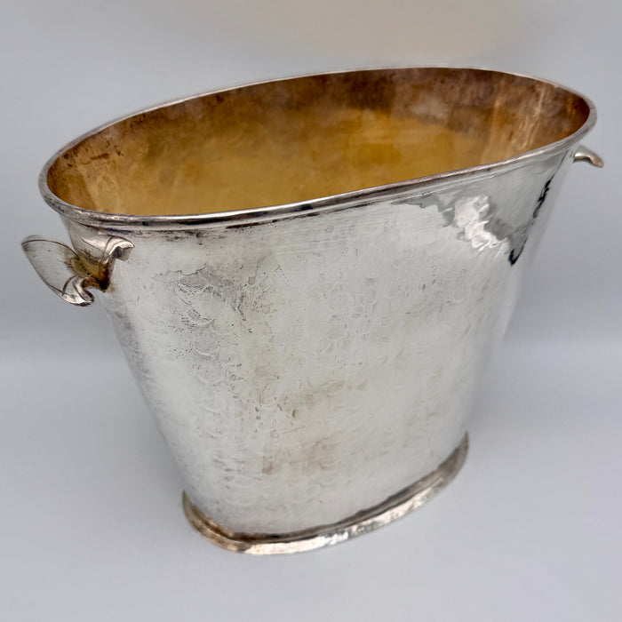 G. Cassetti grande glacette ghiacciaia martellata Silver Plate Firenze 1990 ca