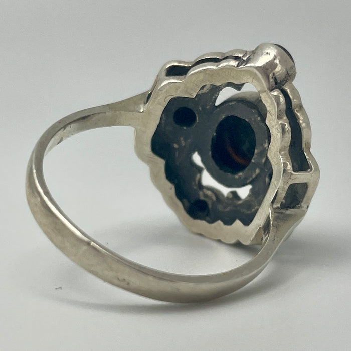 Anello sfere onice argento 925 Italia 1970 ca