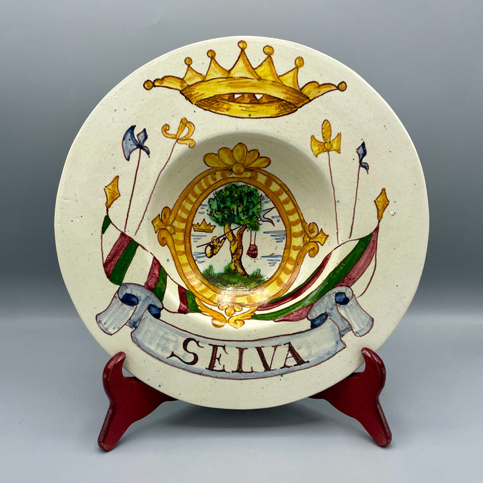 Piatto ceramica Contrada della Selva stile antico seconda metà XX sec.
