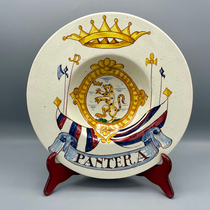 Piatto ceramica Contrada della Pantera stile antico seconda metà XX sec.