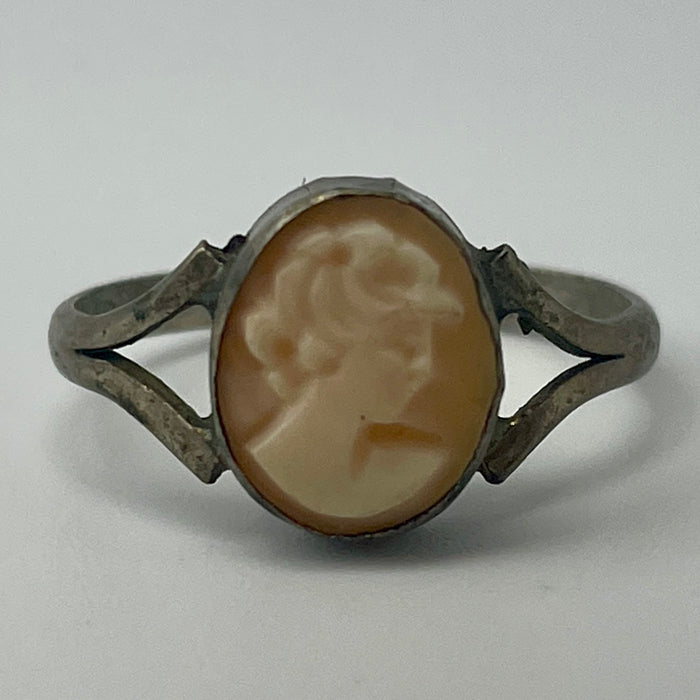 Anello cammeo figura femminile argento 800 Italia 1950 ca