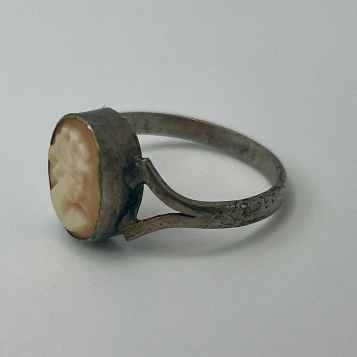 Anello cammeo figura femminile argento 800 Italia 1950 ca