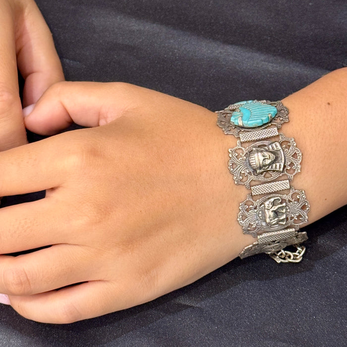 Bracciale arabo in argento e turchese Algeria 1960 ca