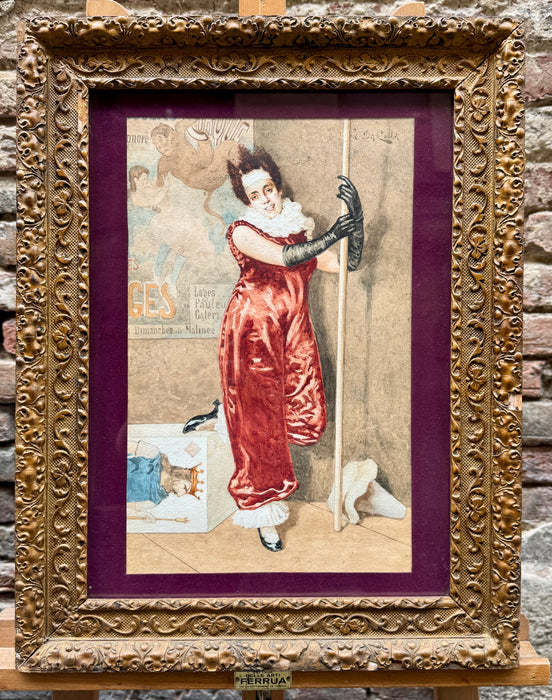 S. Da Costa - "Pagliaccia" - tecnica mista su carta - 1920 ca