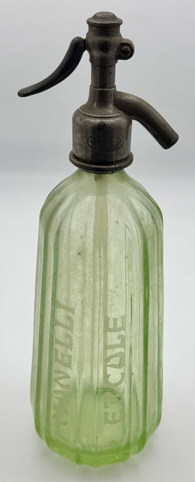 Seltz sifone Ercole Monelli Sassuolo vetro verde Italia 1930 ca