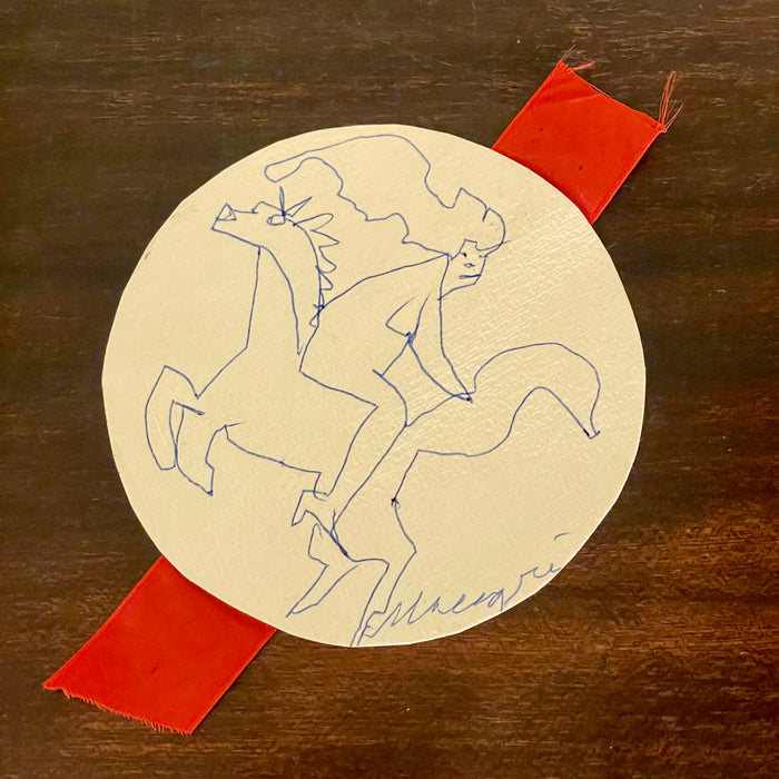 Mino Maccari – “Medaglia cavaliere Mostra Siena” – penna su carta – 1977