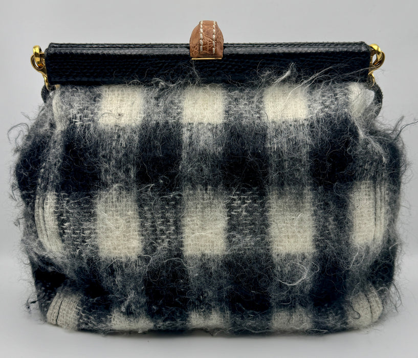 Borsa Prada lana tartan bianco nero cod. 9Y069H 2020 ca