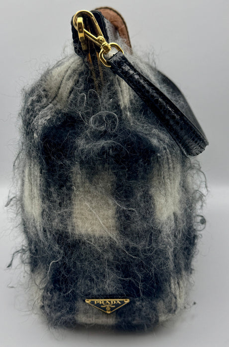 Borsa Prada lana tartan bianco nero cod. 9Y069H 2020 ca