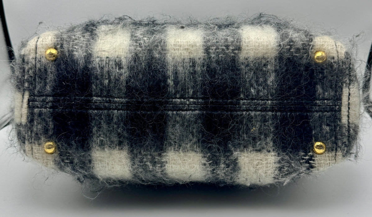 Borsa Prada lana tartan bianco nero cod. 9Y069H 2020 ca