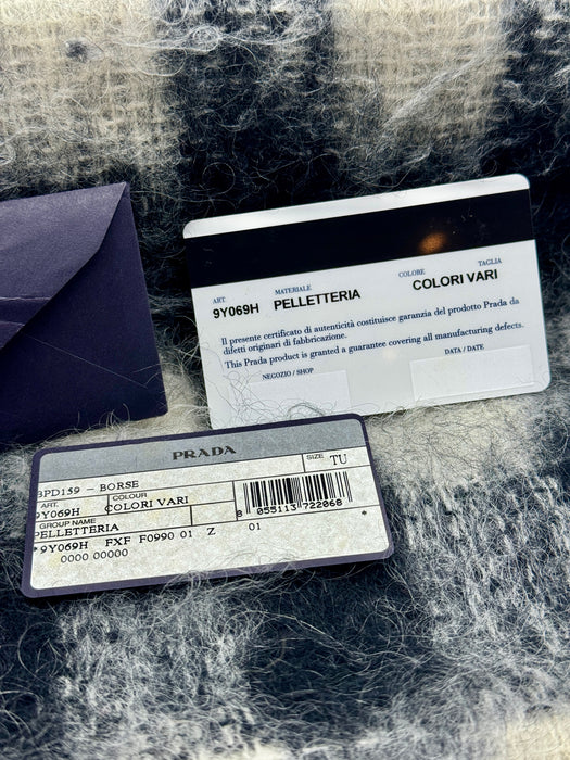 Borsa Prada lana tartan bianco nero cod. 9Y069H 2020 ca