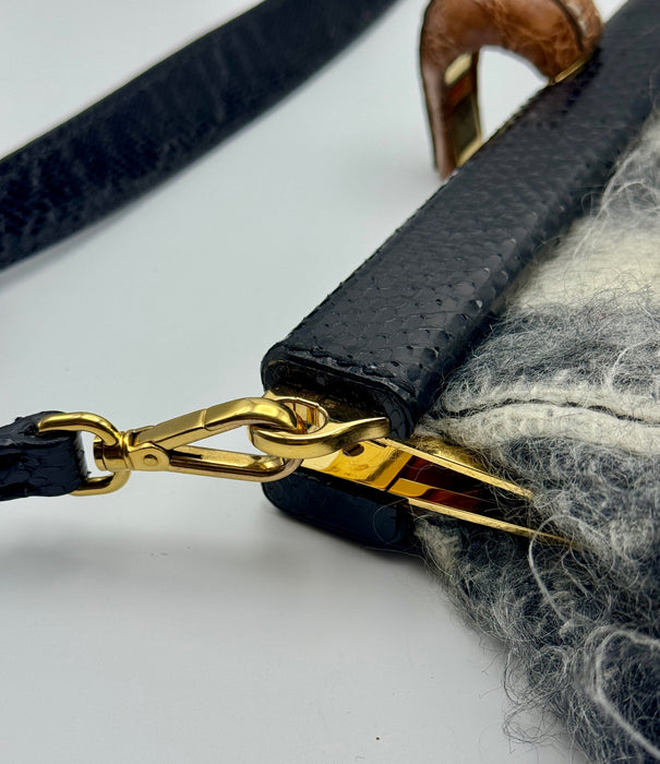 Borsa Prada lana tartan bianco nero cod. 9Y069H 2020 ca