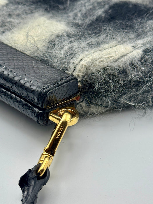 Borsa Prada lana tartan bianco nero cod. 9Y069H 2020 ca