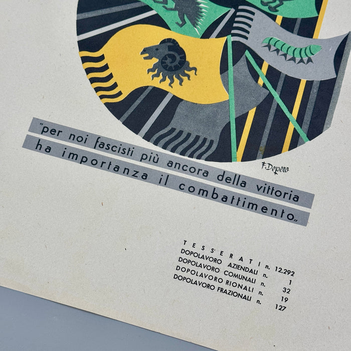Fortunato Depero "Siena - I dopolavoro aziendali in Italia" tavola originale 1938