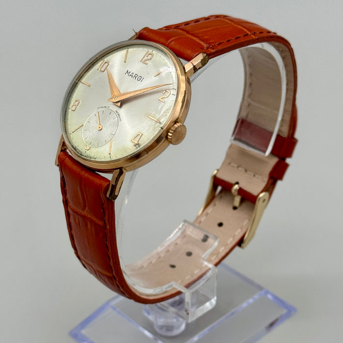 Margi 17 Rubis incabloc orologio da polso meccanico dorato 33 mm Swiss 1960 ca