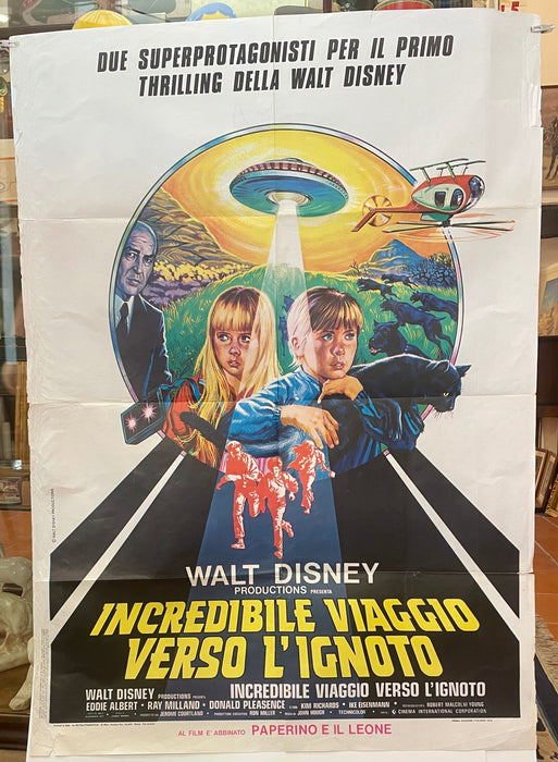 Manifesto “L'incredibile viaggio verso l'ignoto" cinema film 2F Walt Disney 1975