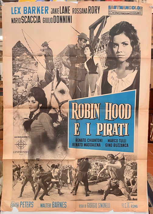 Manifesto “Robin Hood e i pirati" cinema film 2F FI.C.IT. Roma 1960