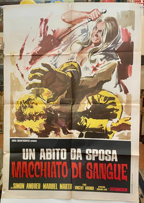 Manifesto “Un abito da sposa macchiato di sangue" cinema film 2F Morgana 1972