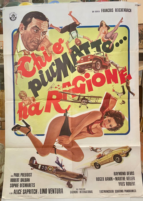 Manifesto “Chi è più matto... Ha ragione" cinema film 2F Gaumont International 1973