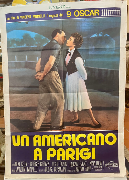Manifesto "Un americano a Parigi" cinema film 2F Cineriz 1951