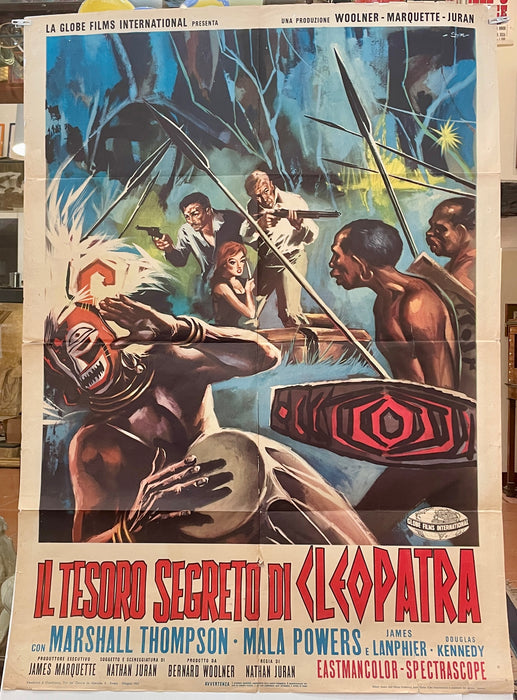 Manifesto "Il tesoro segreto di Cleopatra" cinema film 2F Globe films international 1962