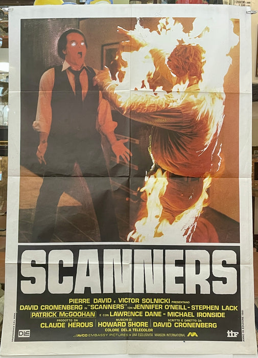Manifesto "Scanners" cinema film 2F Italian  international film 1981