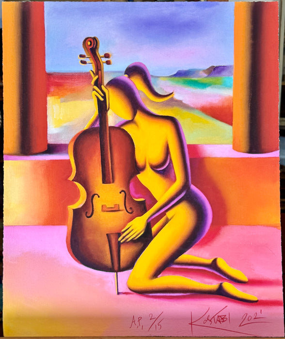 Mark Kostabi – “Senza titolo - Donna con violoncello” – fine art giclée a piena pagina 2/15 – 2021