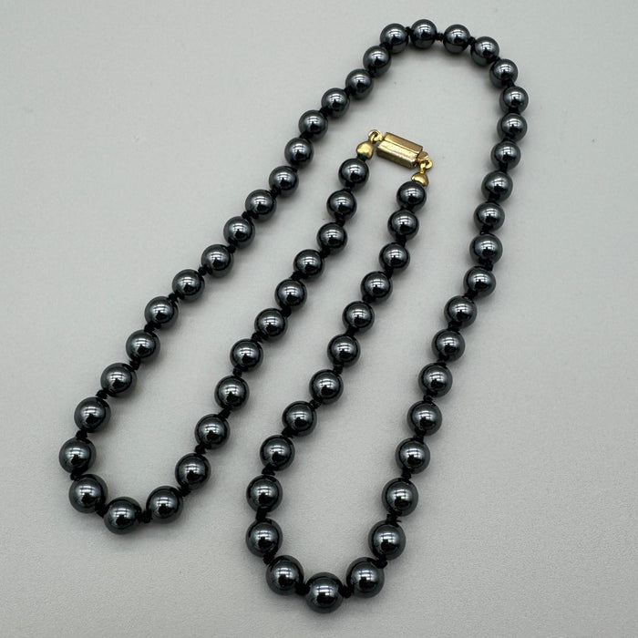 Collana filo di ematite bigiotteria d'epoca Italia 1970 ca