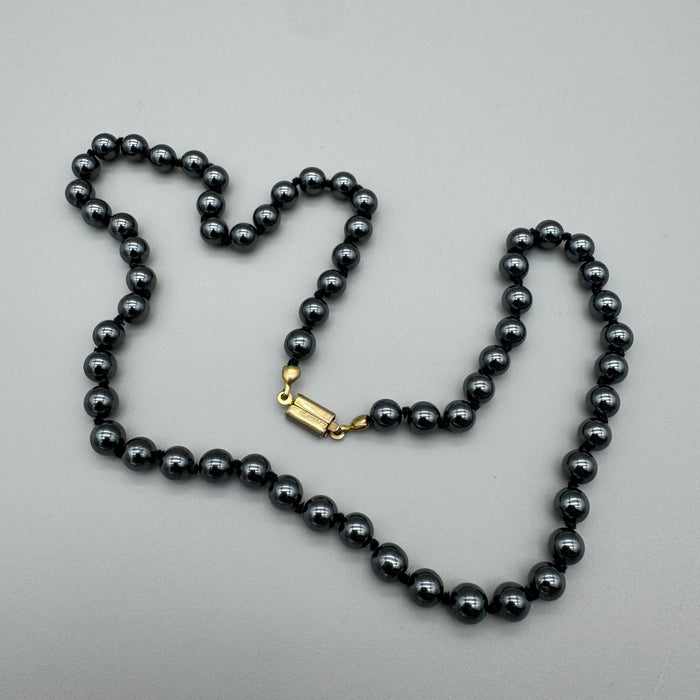 Collana filo di ematite bigiotteria d'epoca Italia 1970 ca