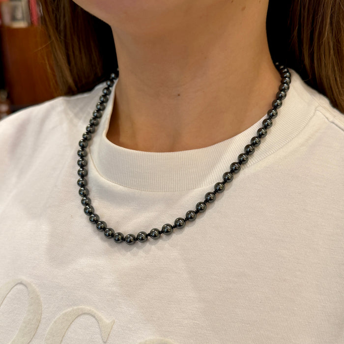Collana filo di ematite bigiotteria d'epoca Italia 1970 ca