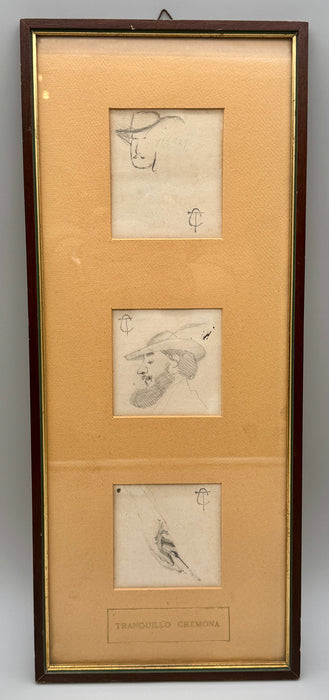 Tranquillo Cremona - "Tre bozzetti" - matita su carta - metà XIX sec.