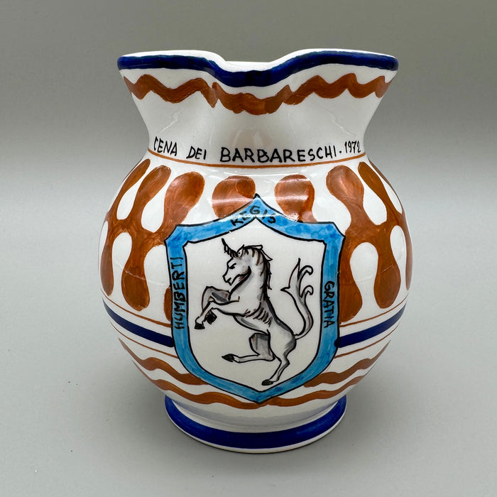 Brocca Contrada del Leocorno Cena dei Barbareschi ceramiche Caber Siena 1972