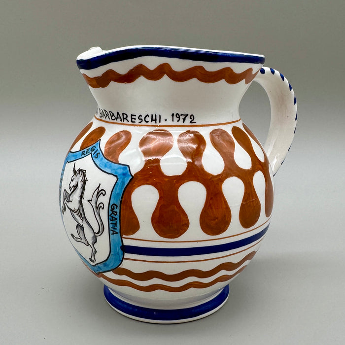 Brocca Contrada del Leocorno Cena dei Barbareschi ceramiche Caber Siena 1972