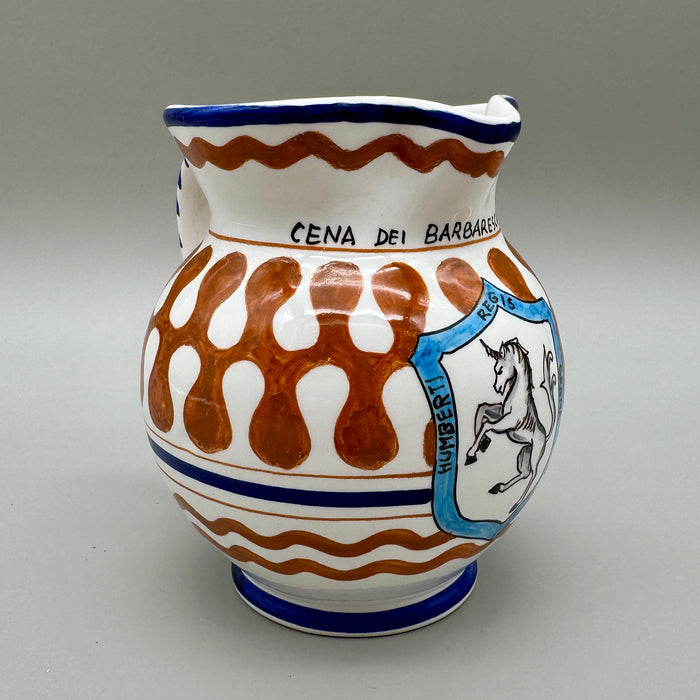 Brocca Contrada del Leocorno Cena dei Barbareschi ceramiche Caber Siena 1972