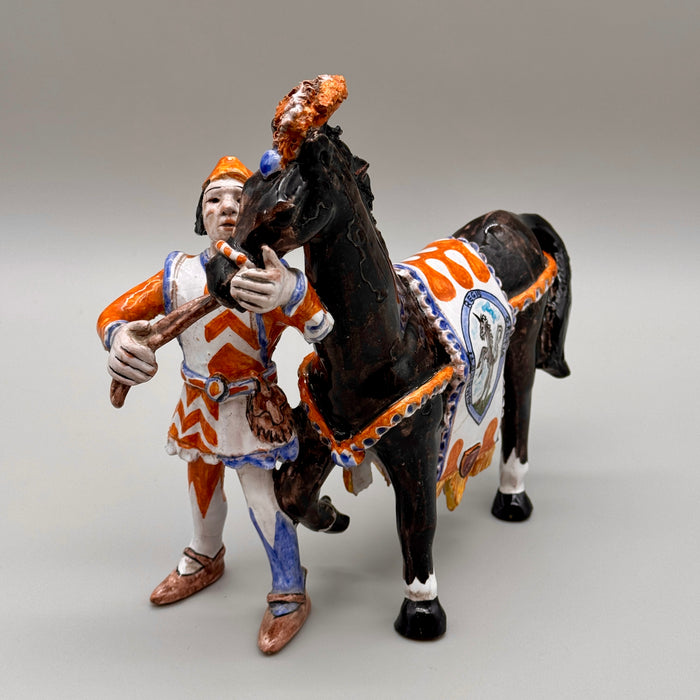 Scultura Barbaresco Contrada del Leocorno ceramiche Bonci Siena 1980 ca